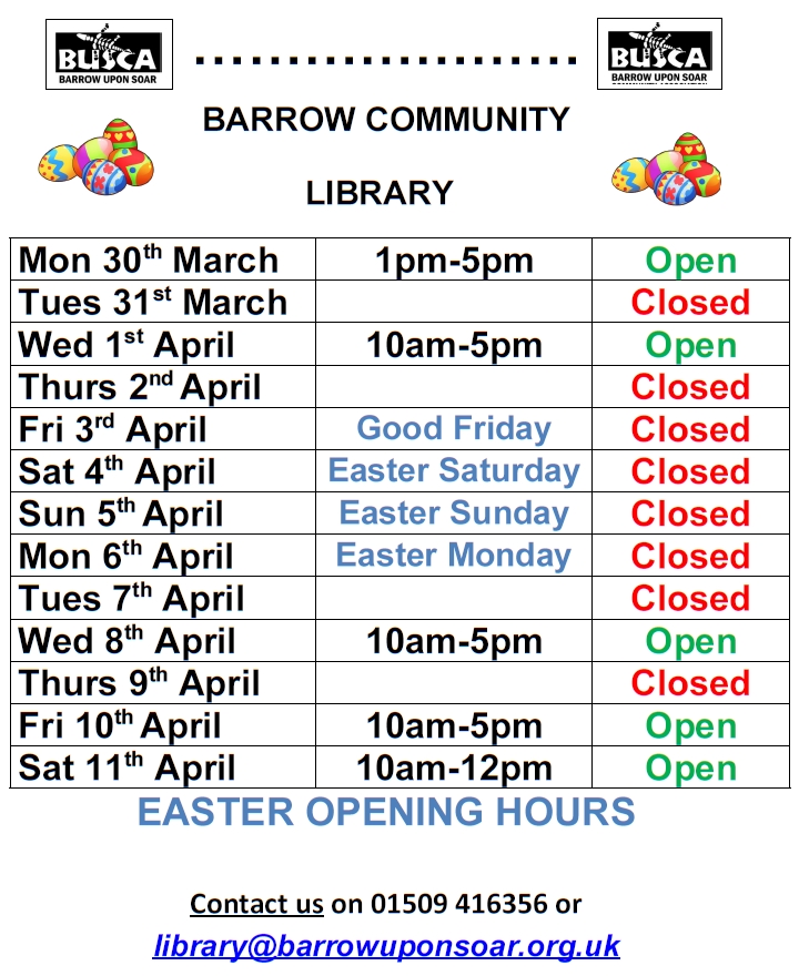 2026 Easter Opening Times
